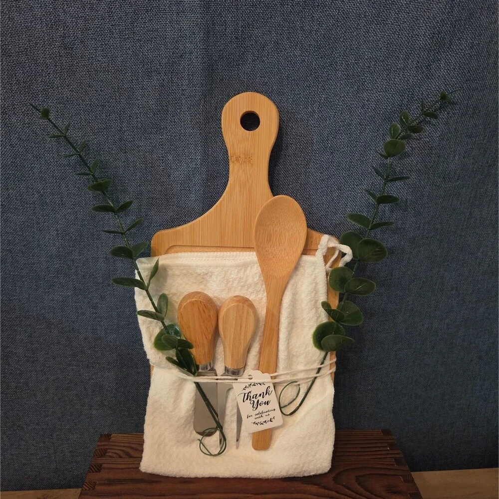 Natural Wood Charcuterie Board 6Pc Farmhouse